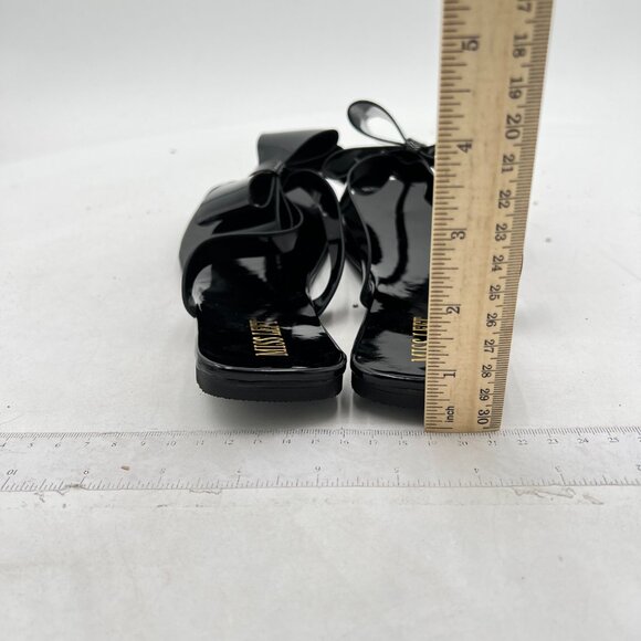 Miss Left Women Versatile Open Square Toe Flip Flops Double Bowknots Slip On Tho - Picture 4 of 7